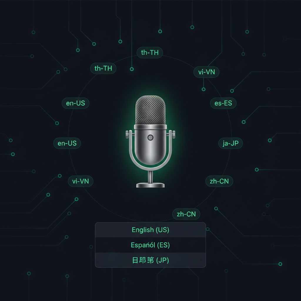 AI Agent เพิ่ม voice typing language picker 24 ภาษาในแดชบอร์ด Newton + sync ไป VPS ลูกค้าผ่าน SSH